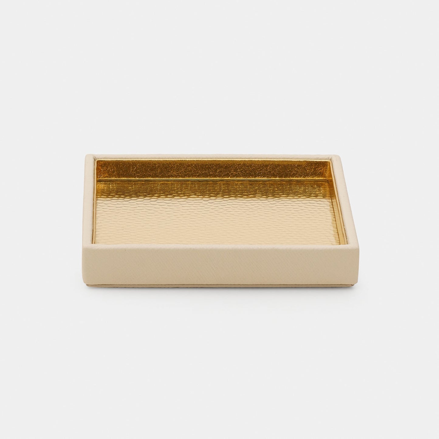 Ivory Faux Leather Hammered Coaster