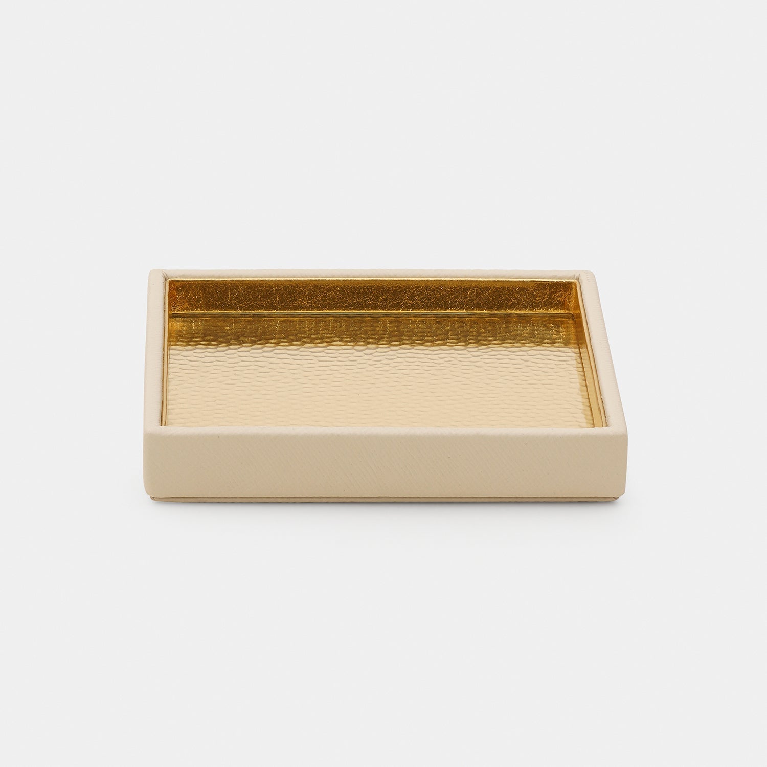 Ivory Faux Leather Hammered Coaster