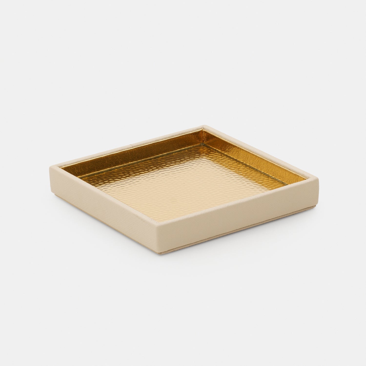 Ivory Faux Leather Hammered Coaster