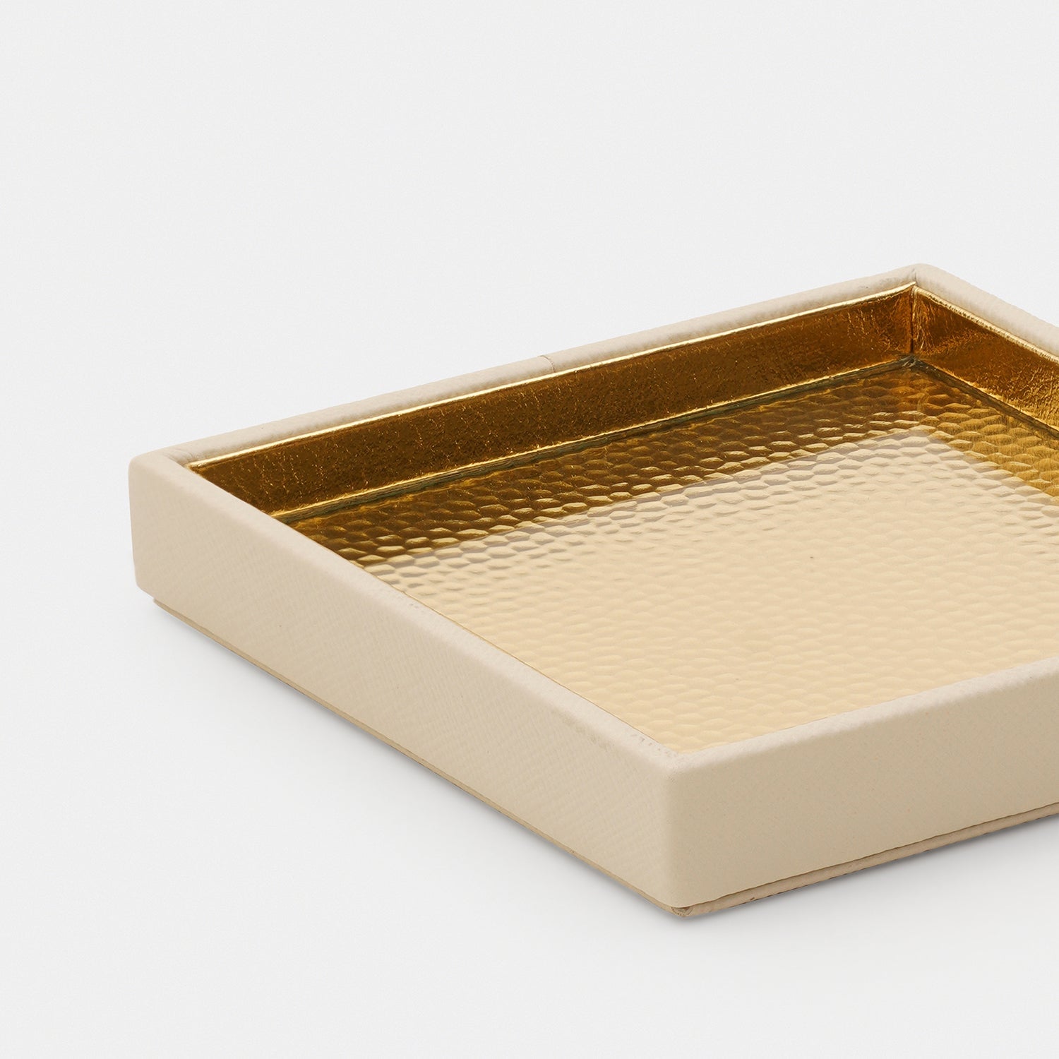 Ivory Faux Leather Hammered Coaster