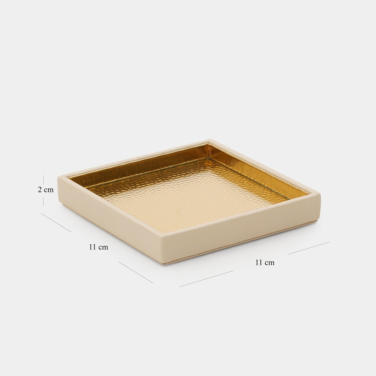 Ivory Faux Leather Hammered Coaster
