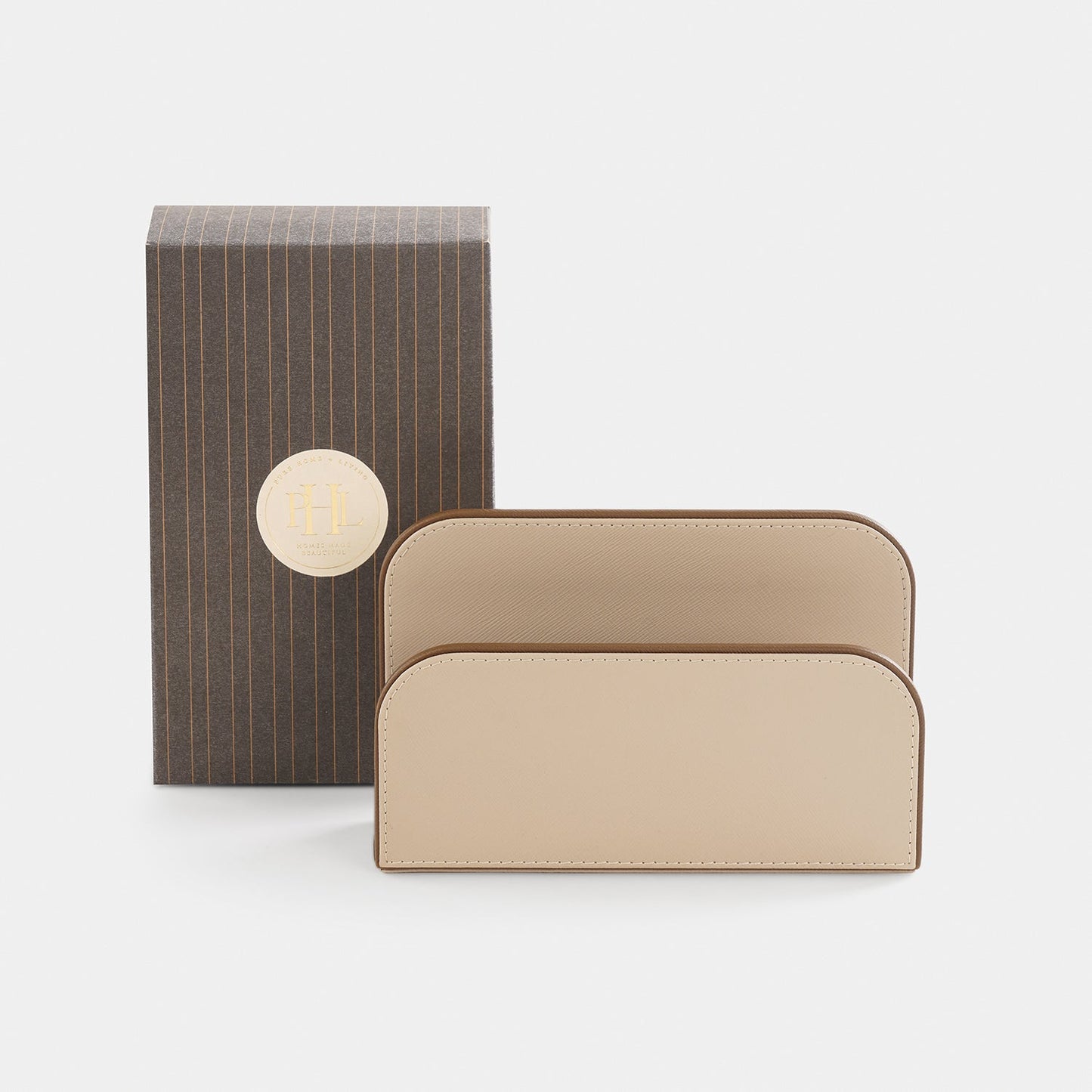 Beige Faux Leather Envelope Holder