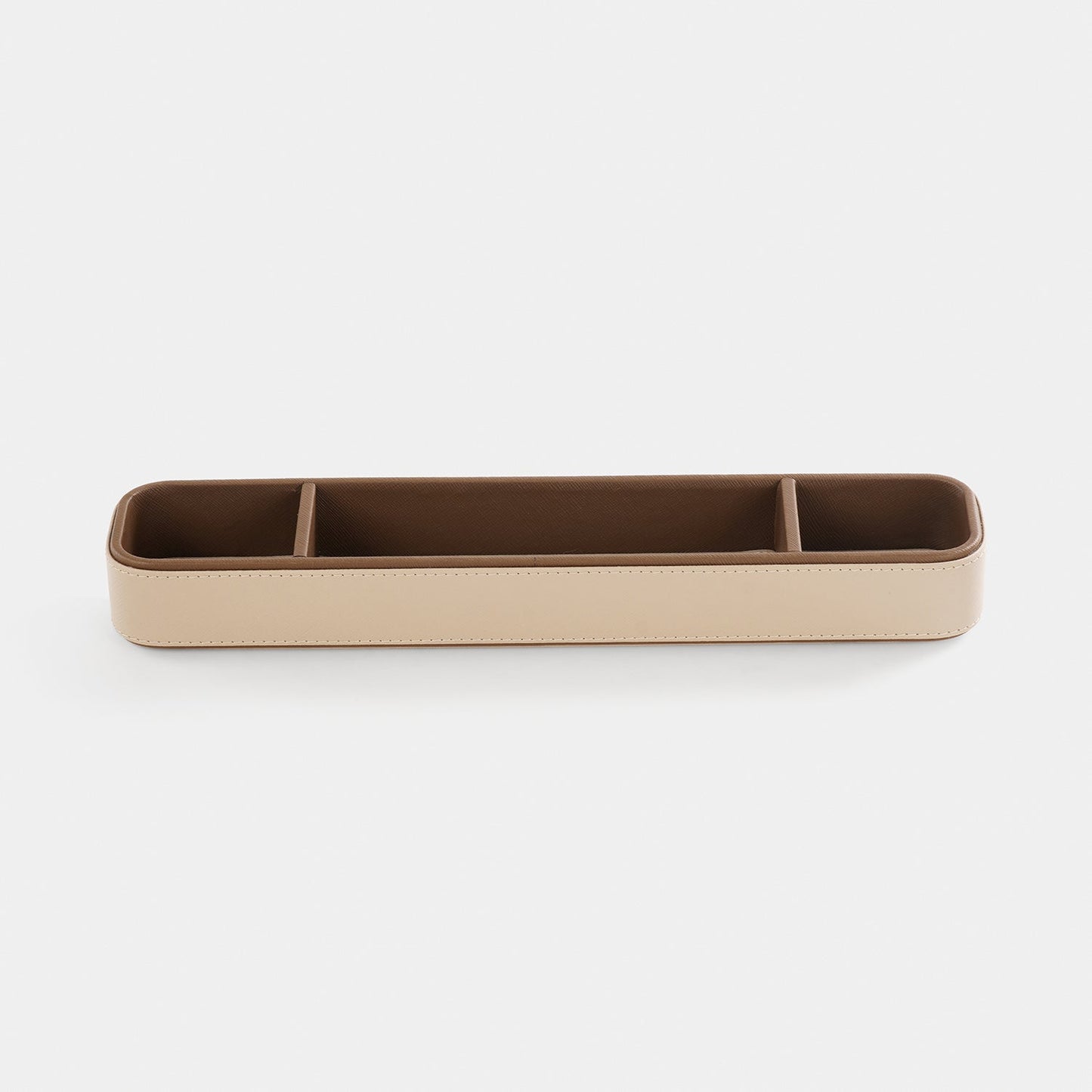 Beige Faux Leather Table Organiser