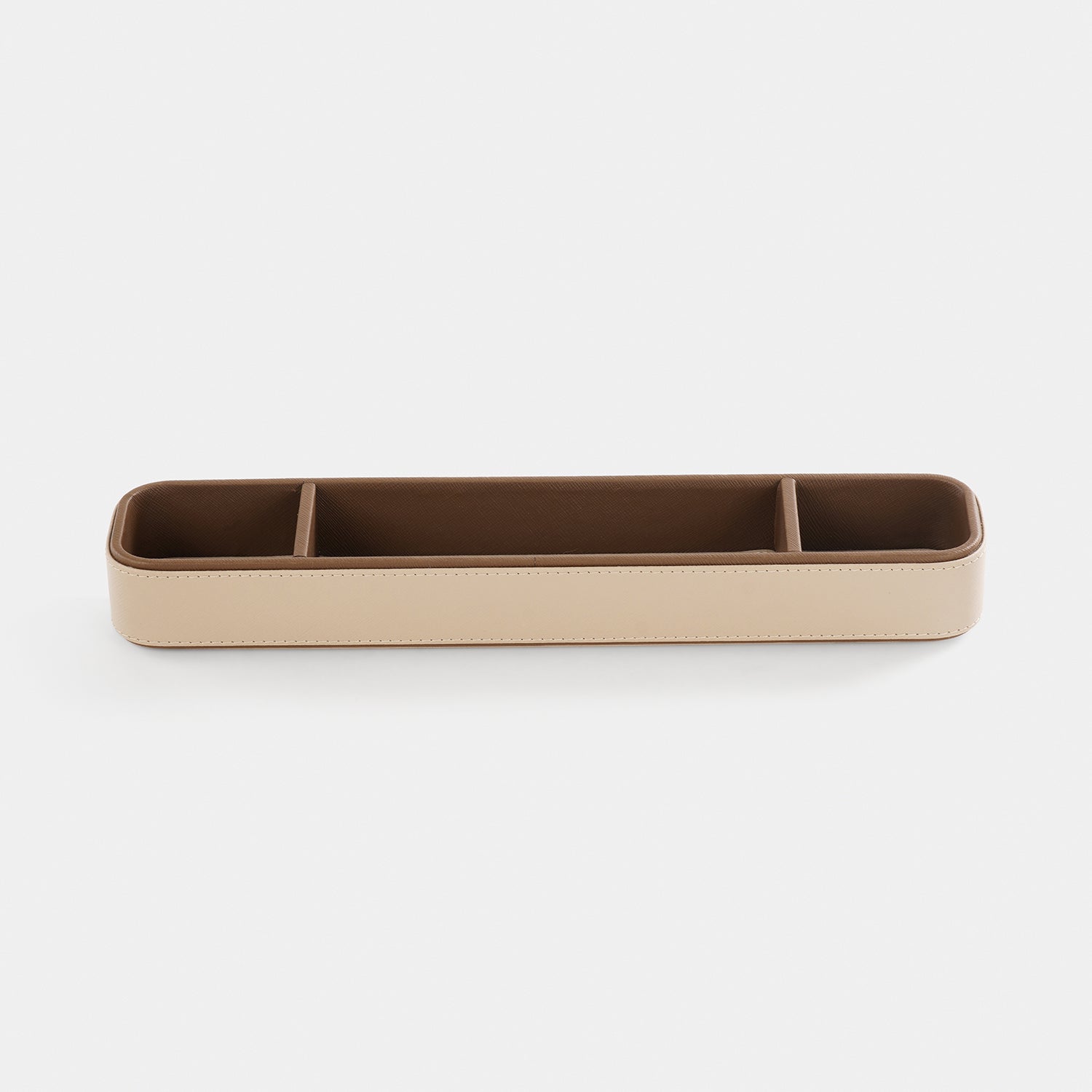 Beige Faux Leather Table Organiser