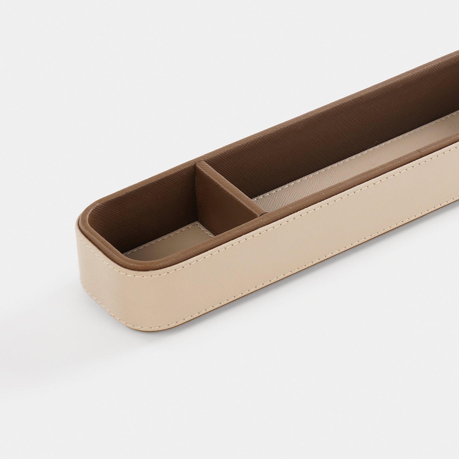 Beige Faux Leather Table Organiser