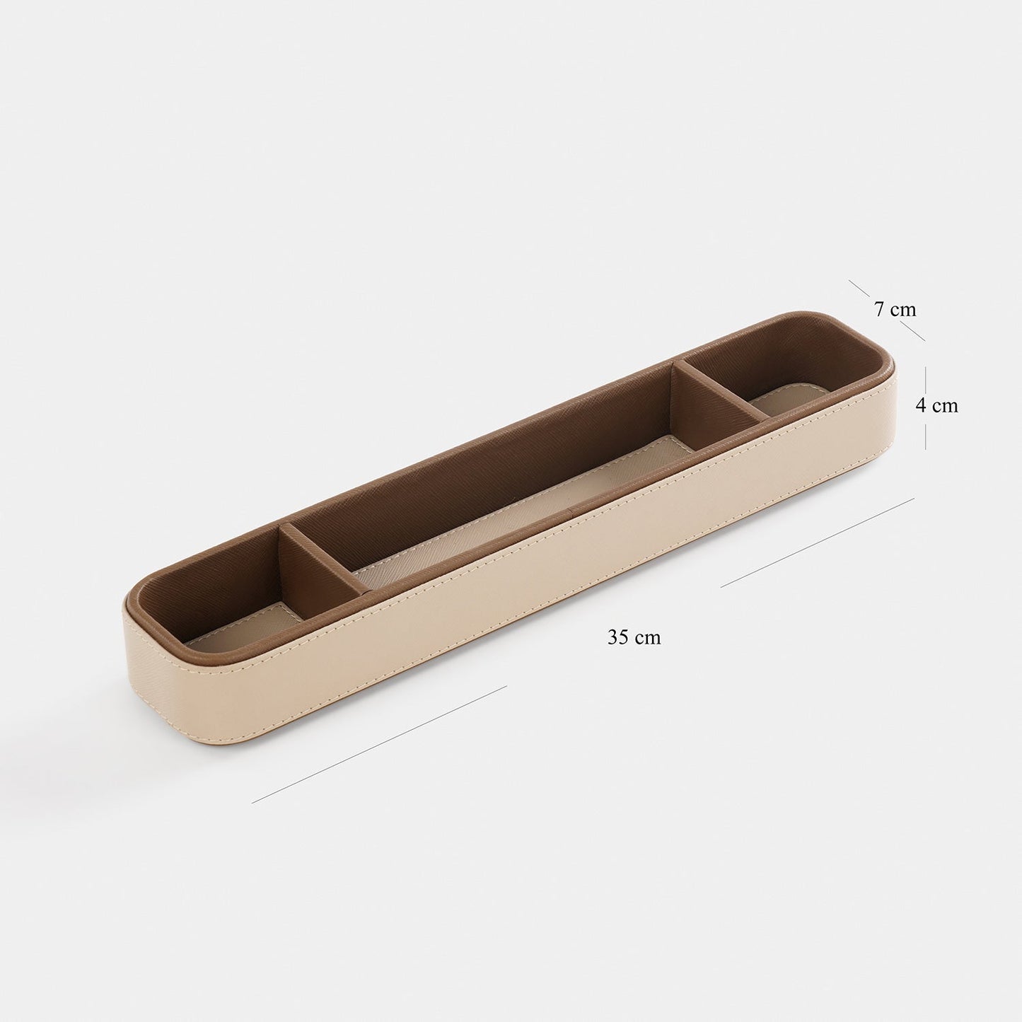 Beige Faux Leather Table Organiser