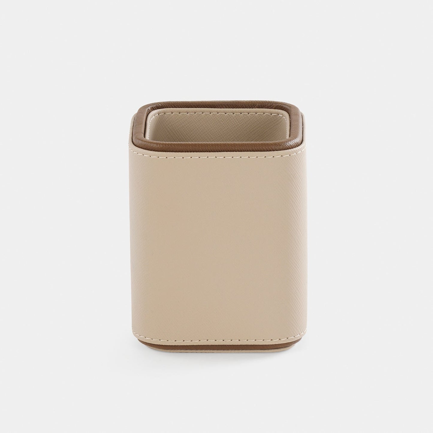 Beige Faux Leather Pen Stand