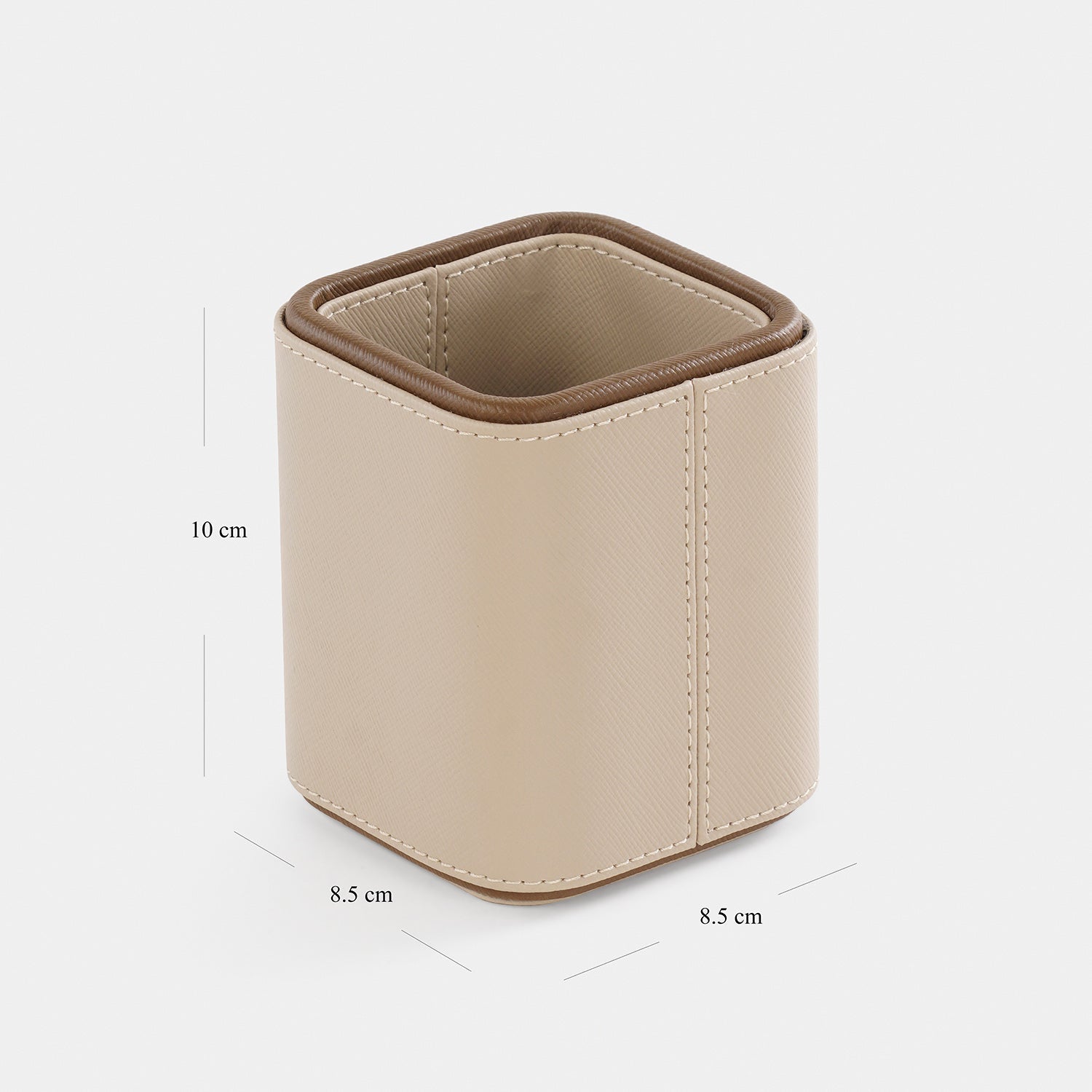 Beige Faux Leather Pen Stand
