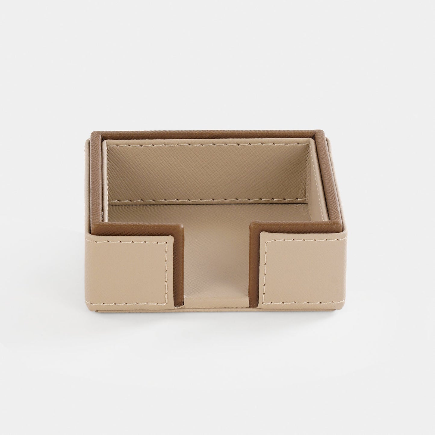 Beige Faux Leather Note Pad Holder