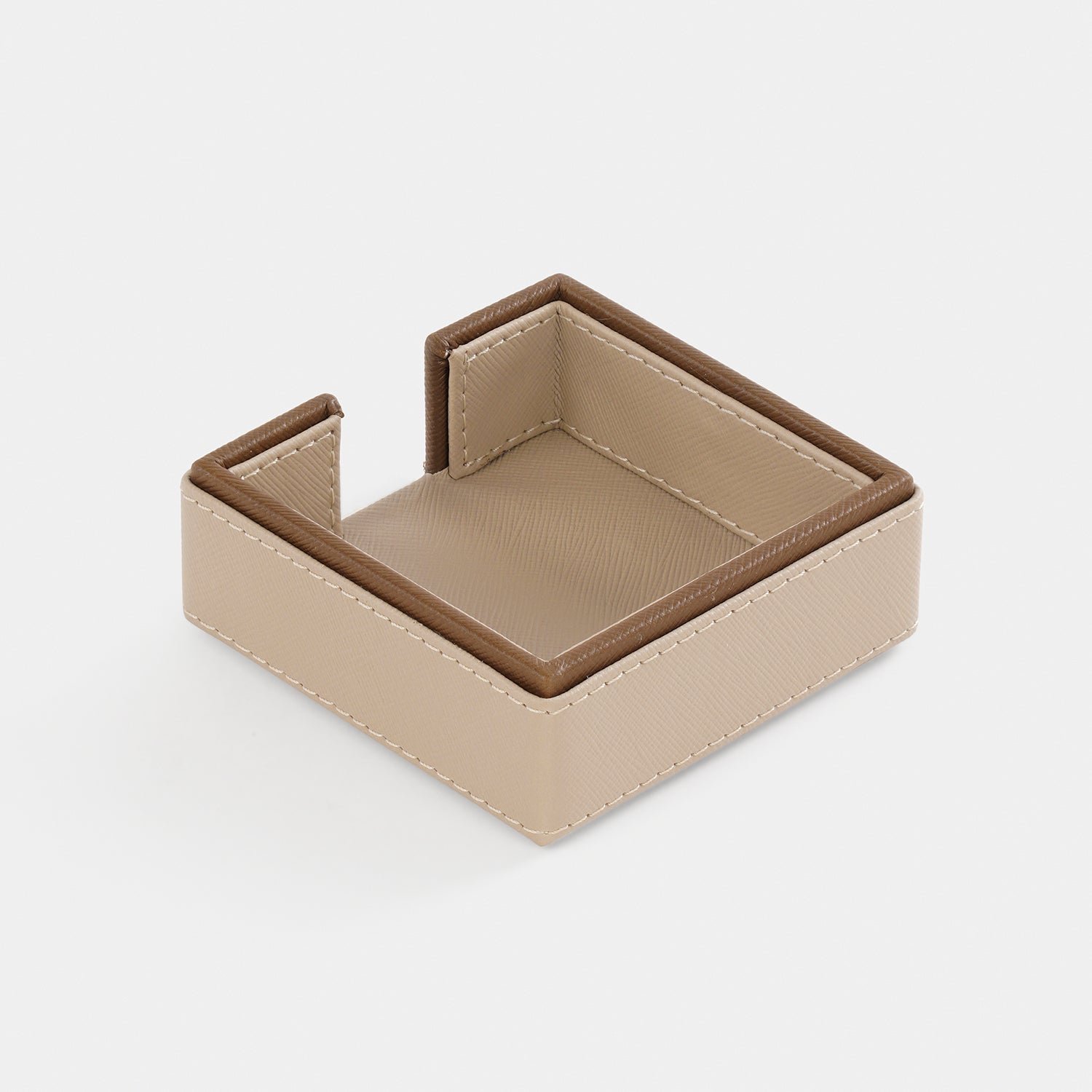 Beige Faux Leather Note Pad Holder