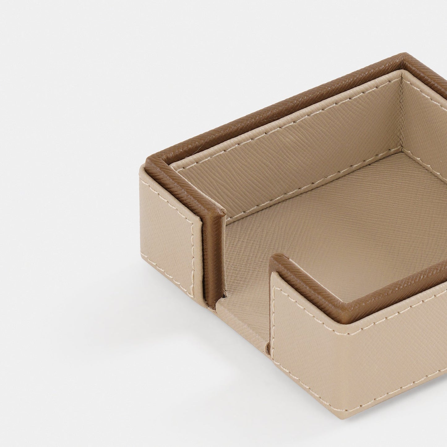 Beige Faux Leather Note Pad Holder