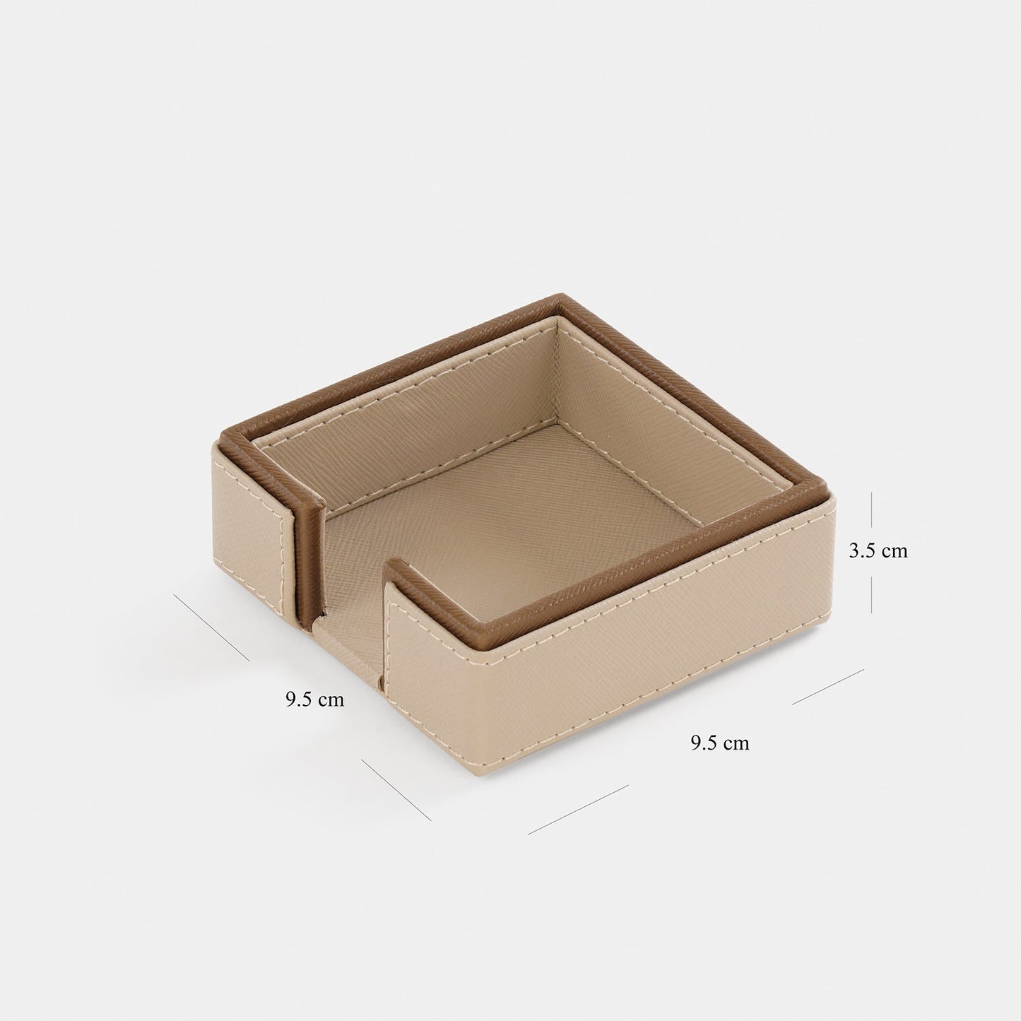 Beige Faux Leather Note Pad Holder