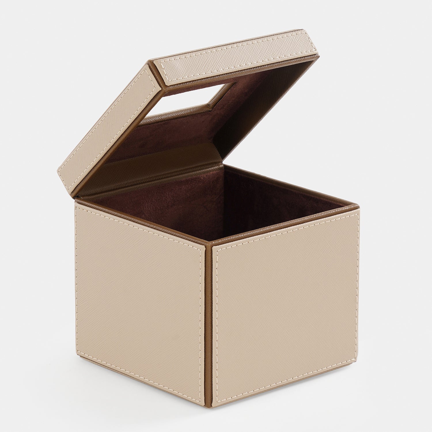 Beige Faux Leather Square Tissue Box