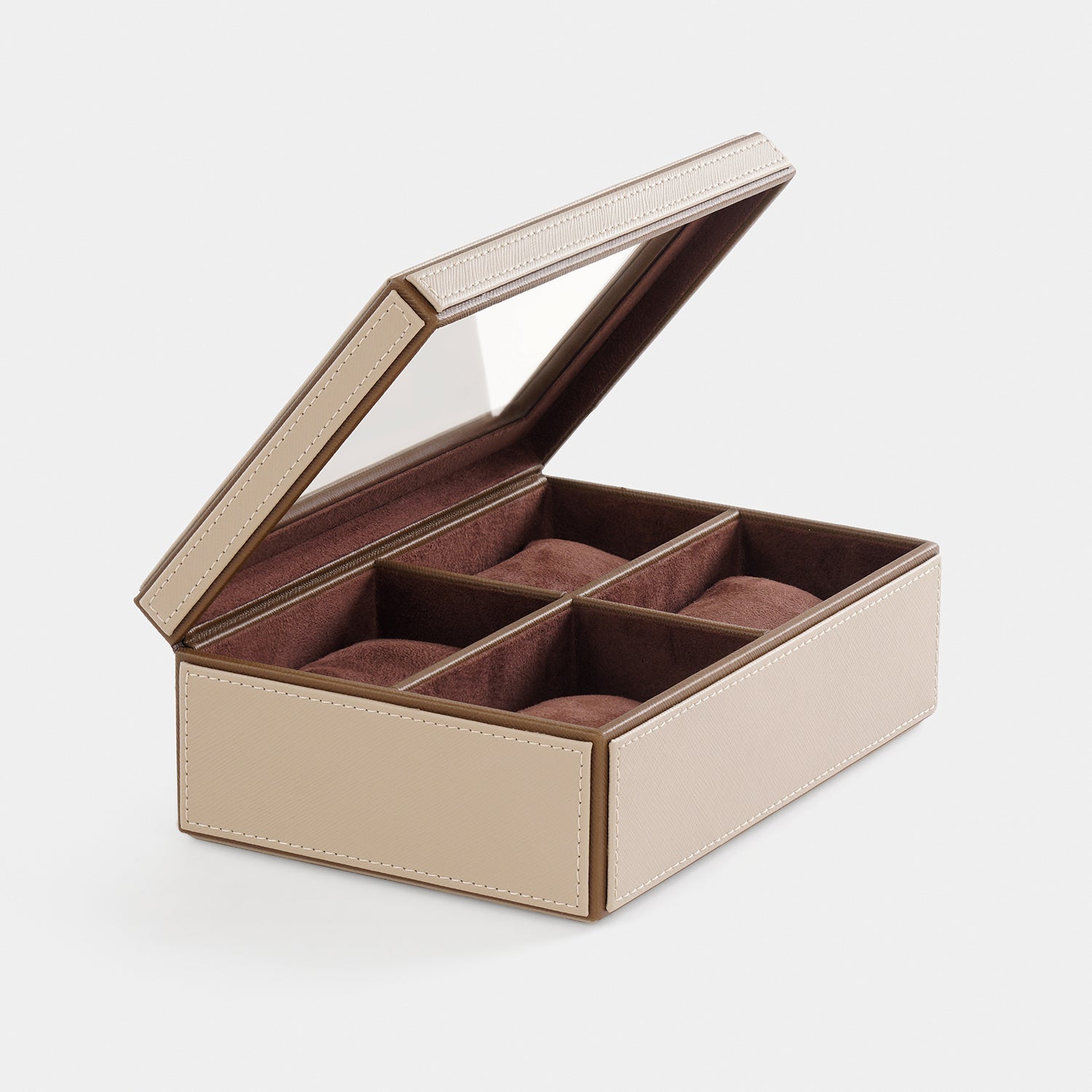 Beige Faux Leather 4 Part Watch Box