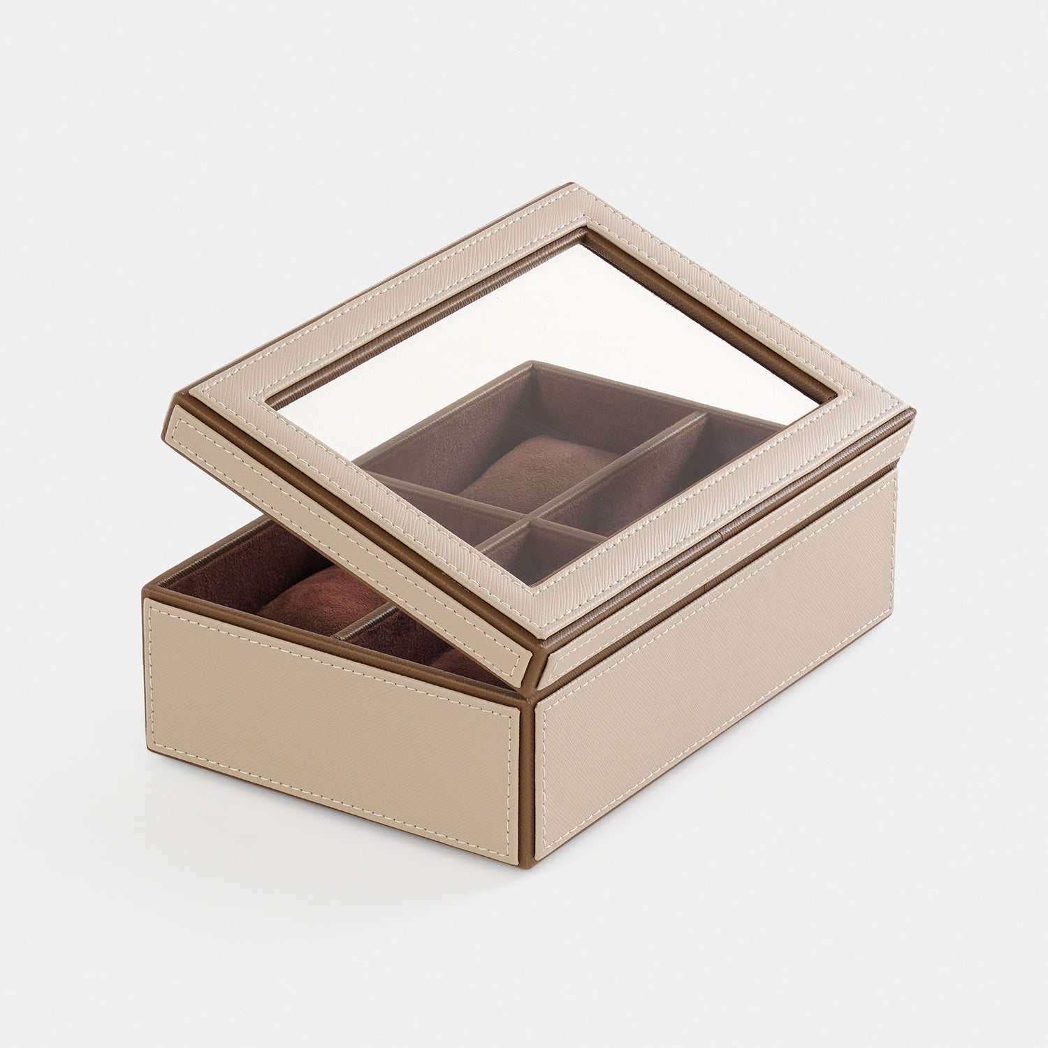 Beige Faux Leather 4 Part Watch Box
