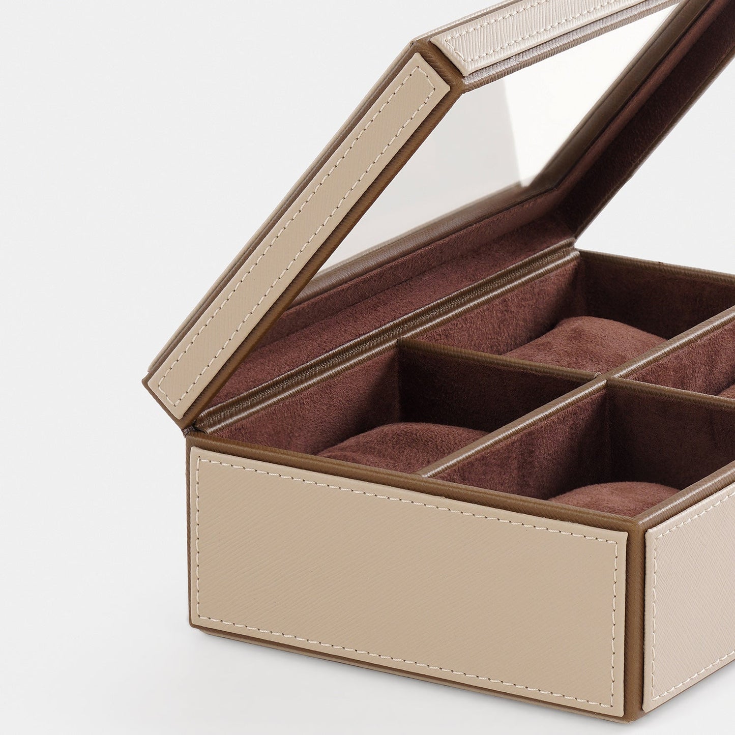Beige Faux Leather 4 Part Watch Box