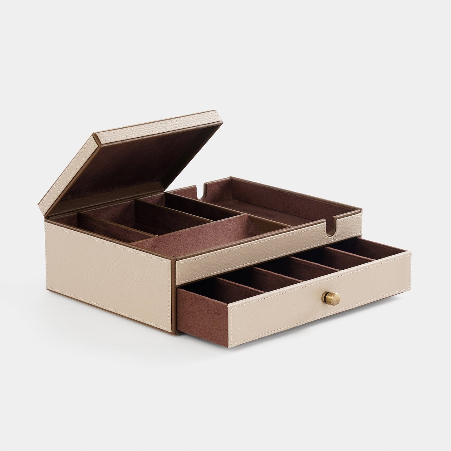 Beige Faux Leather Jewellery Organiser