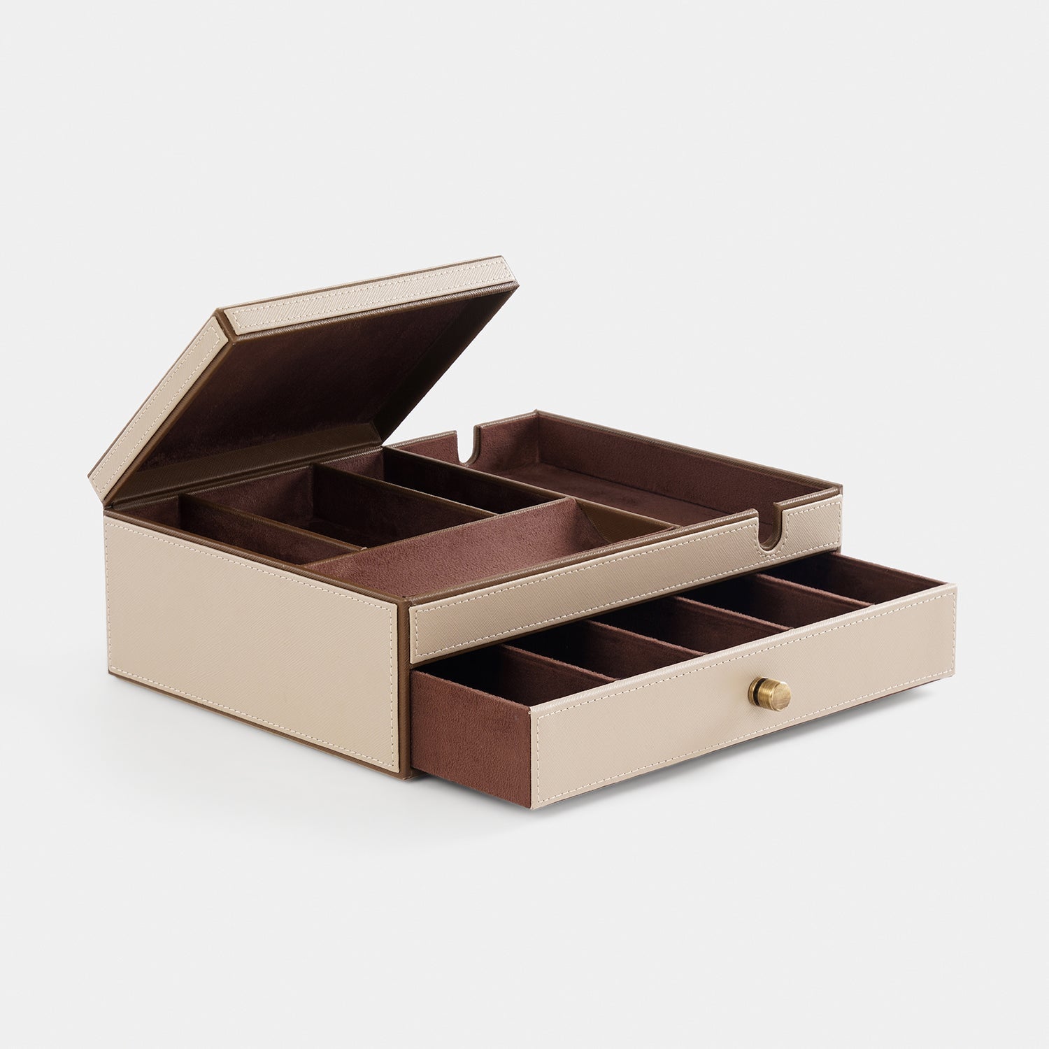 Beige Faux Leather Jewellery Organiser