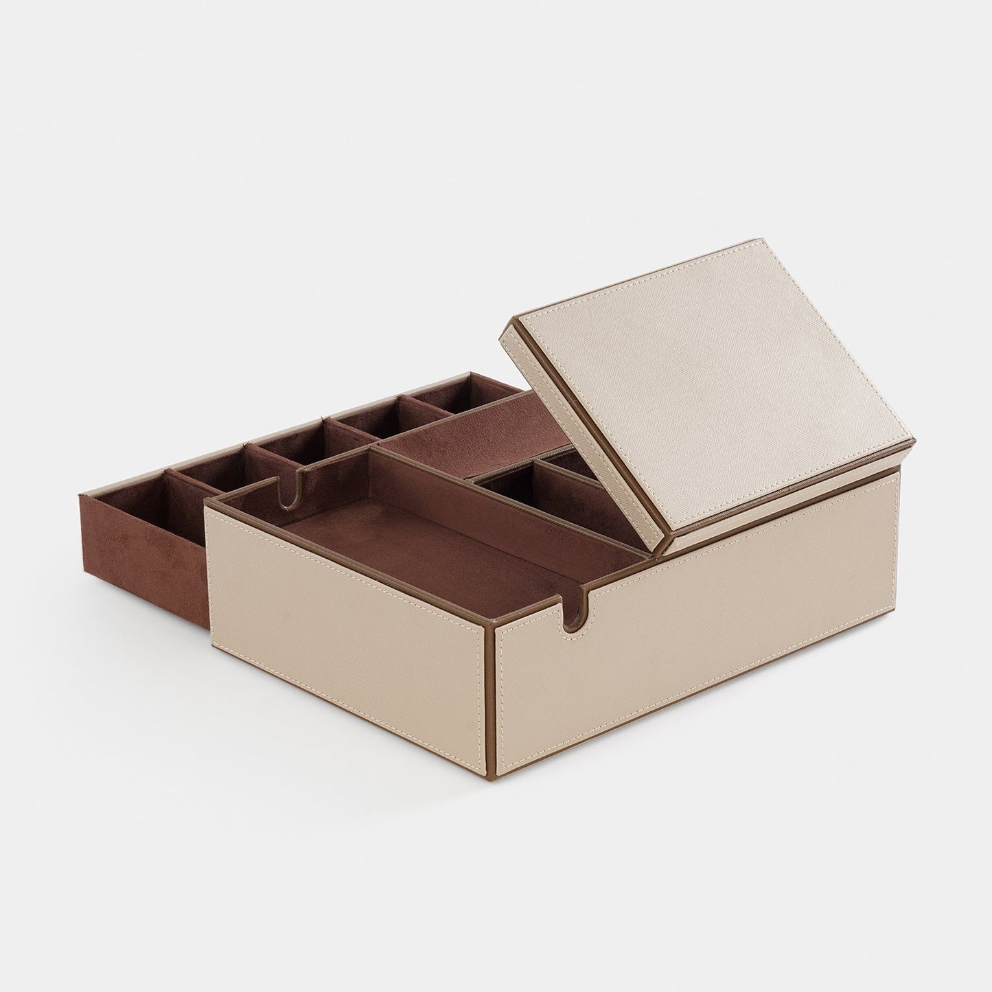 Beige Faux Leather Jewellery Organiser
