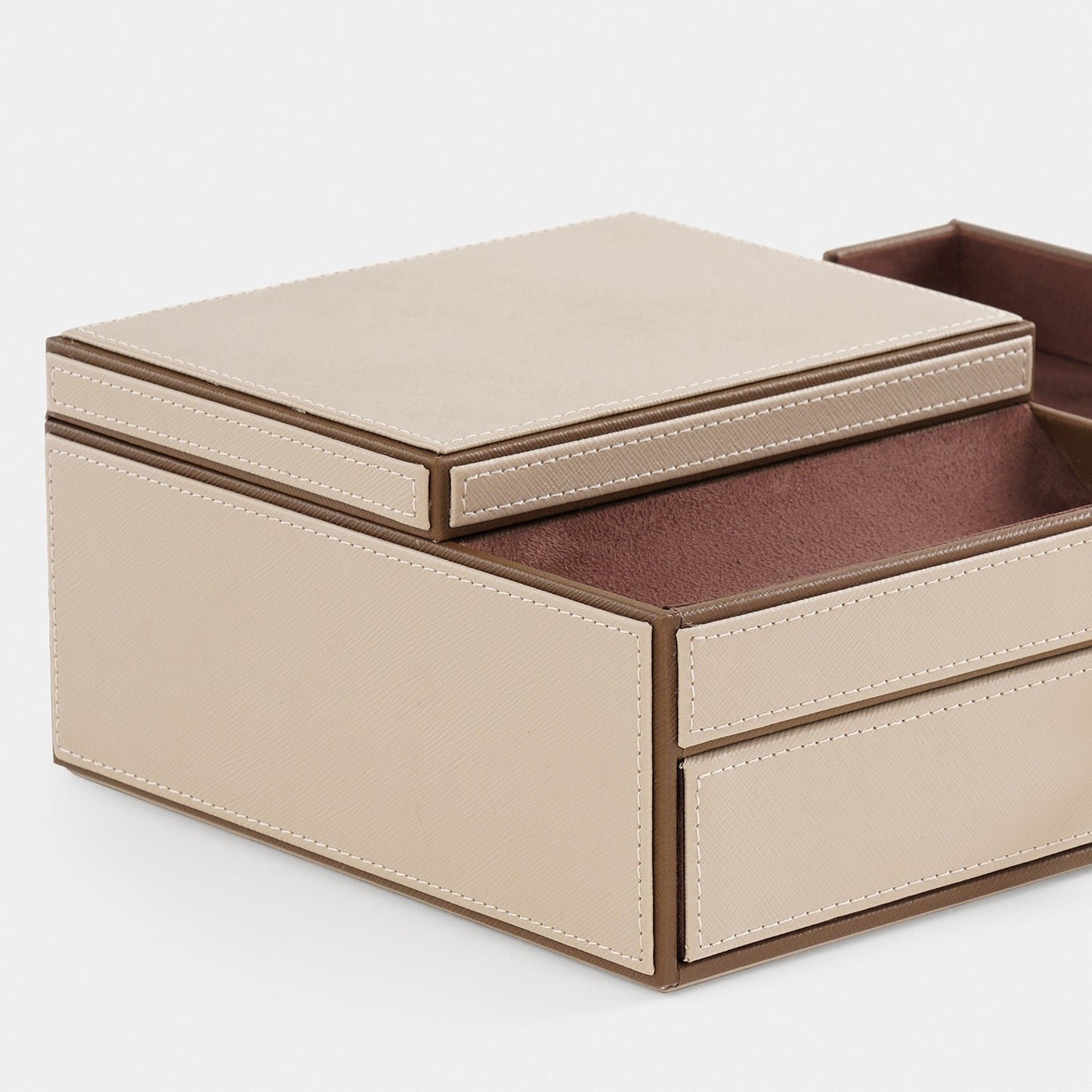 Beige Faux Leather Jewellery Organiser
