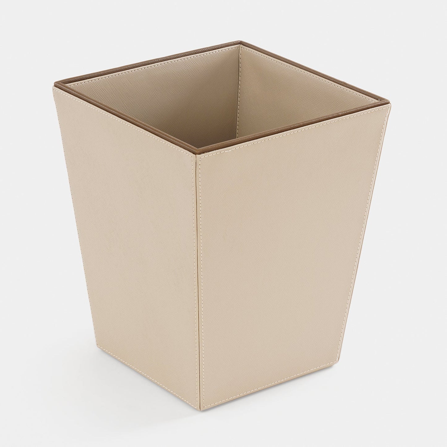 Beige Faux Leather Two Tone Dustbin