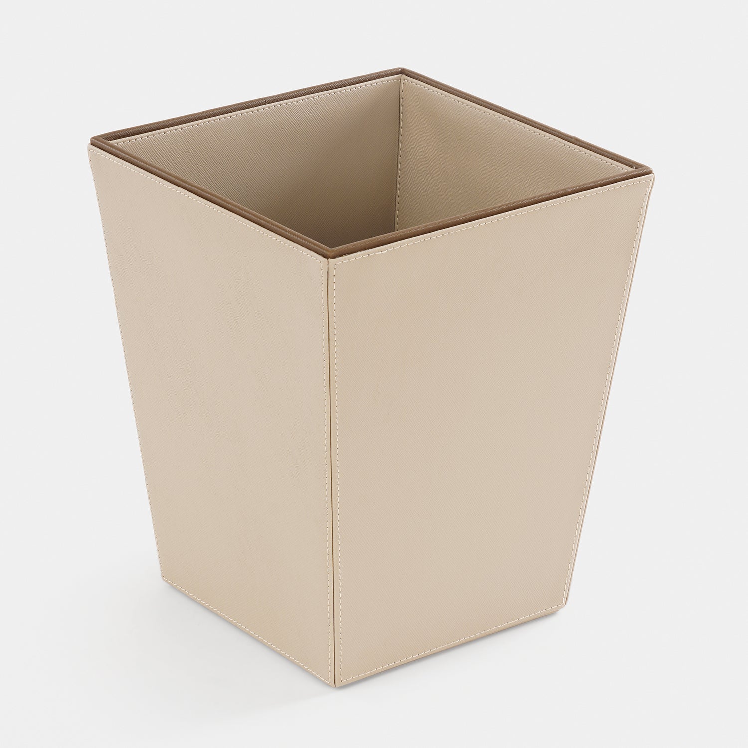 Beige Faux Leather Two Tone Dustbin