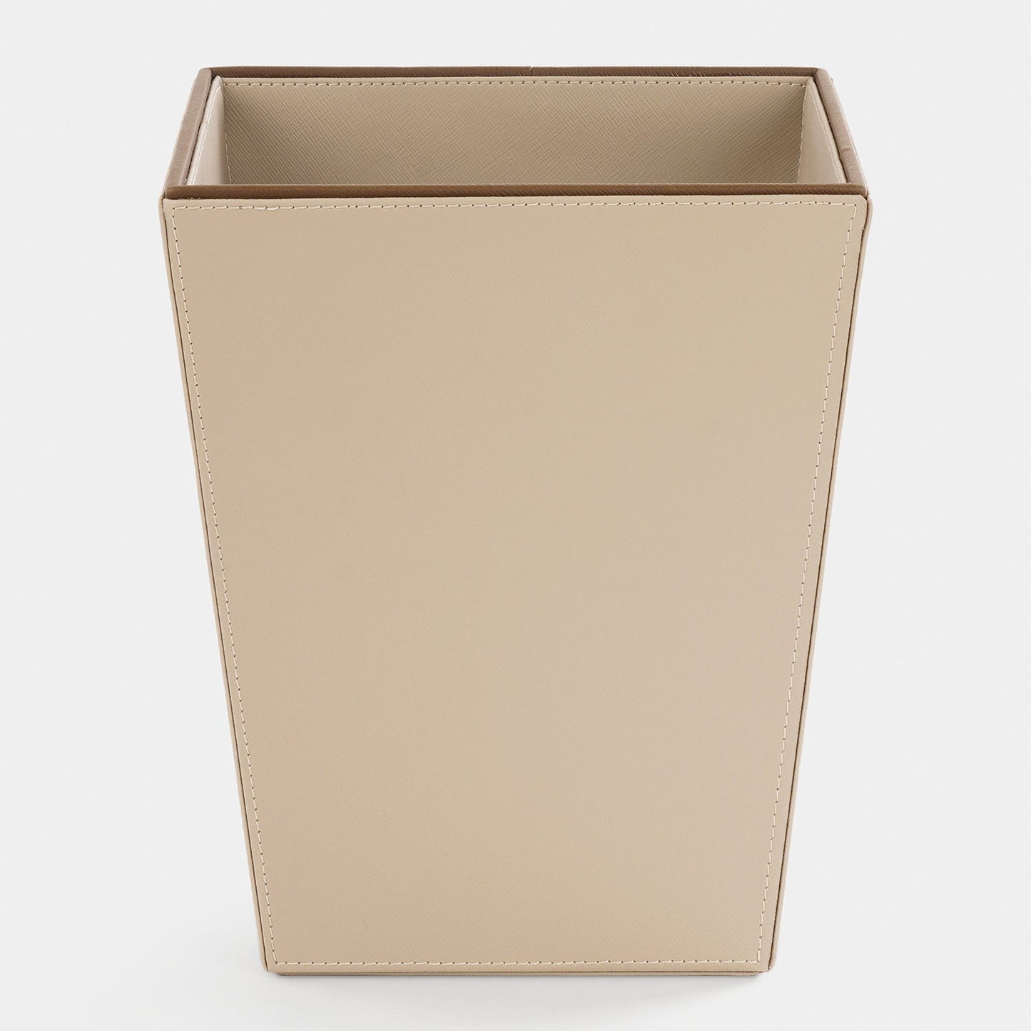 Beige Faux Leather Two Tone Dustbin