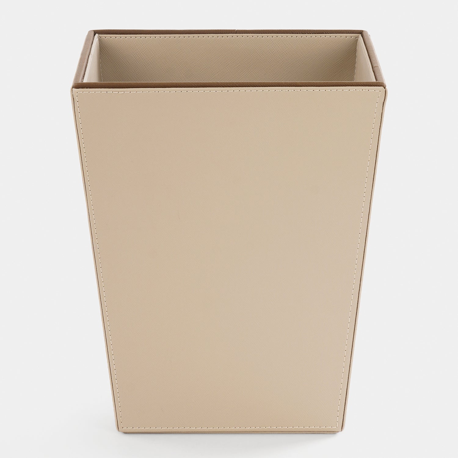 Beige Faux Leather Two Tone Dustbin