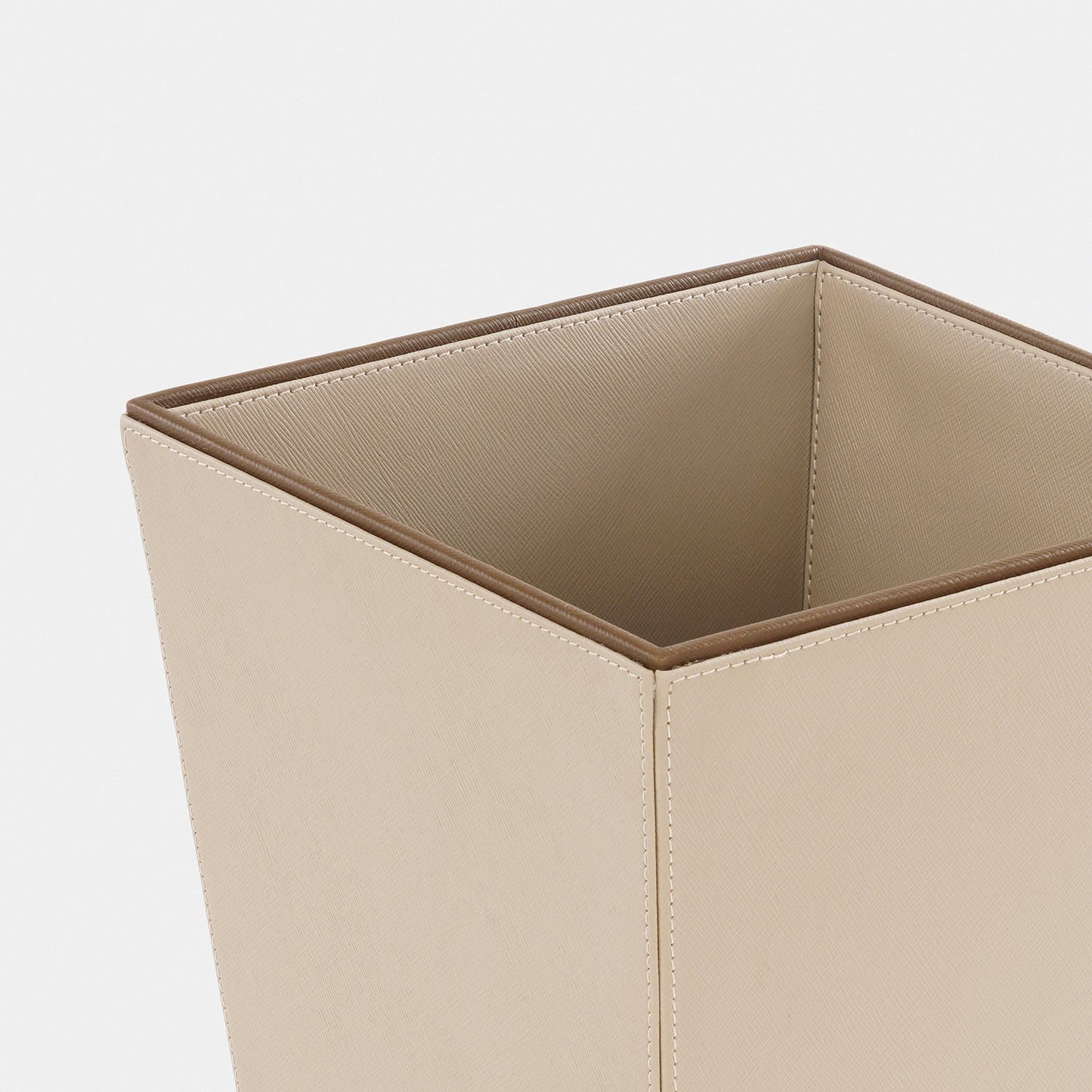 Beige Faux Leather Two Tone Dustbin
