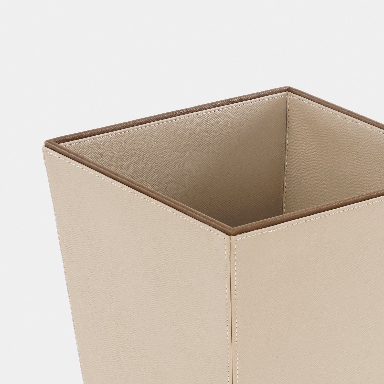 Beige Faux Leather Two Tone Dustbin