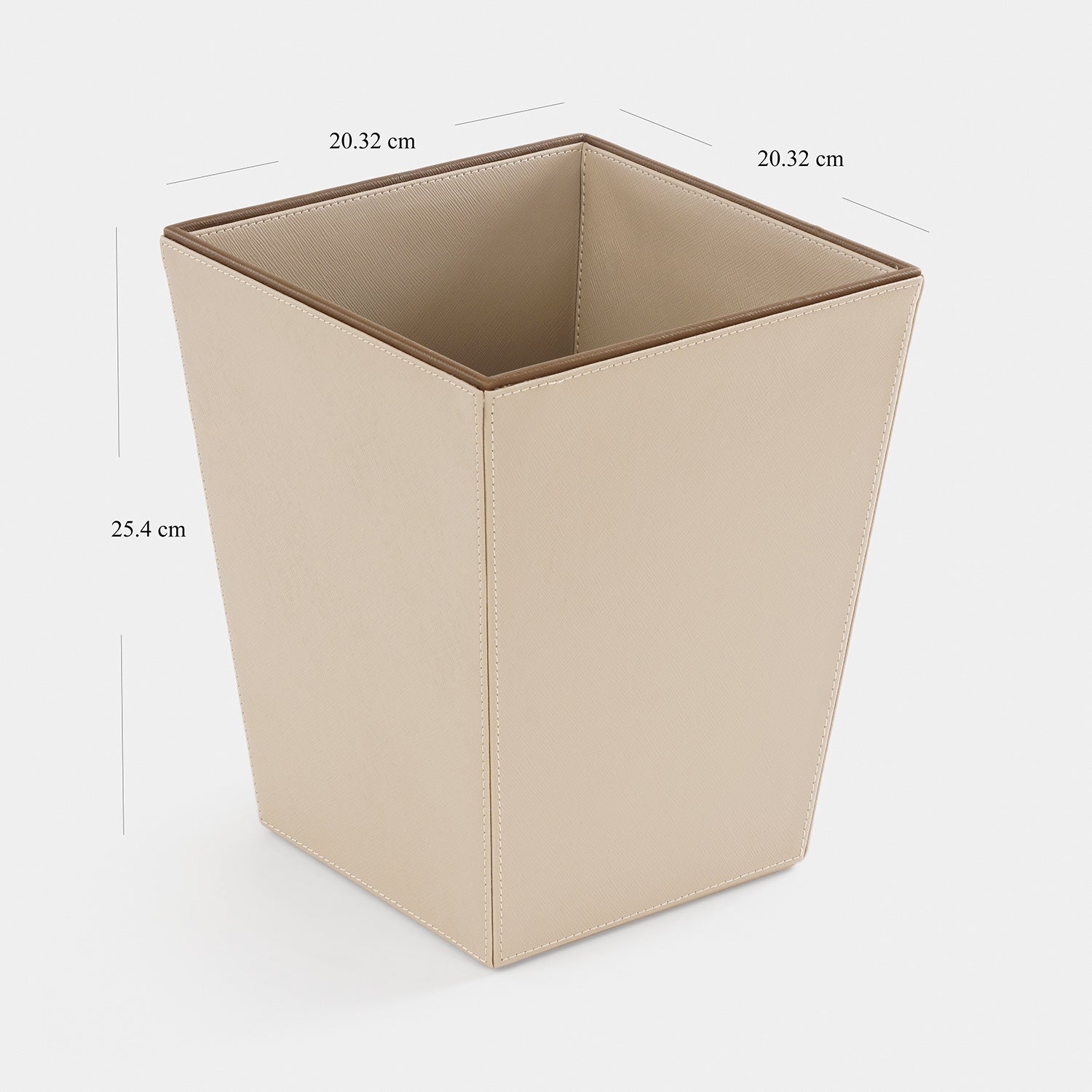 Beige Faux Leather Two Tone Dustbin
