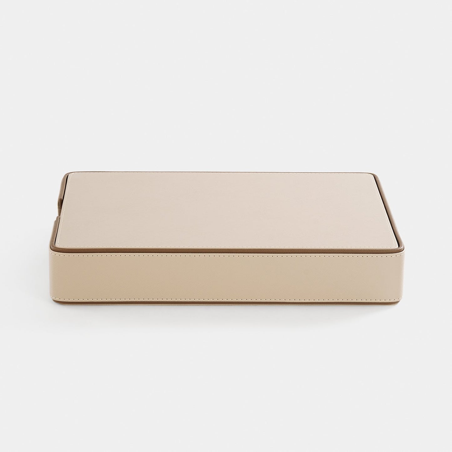 Beige Faux Leather Tray with Cover