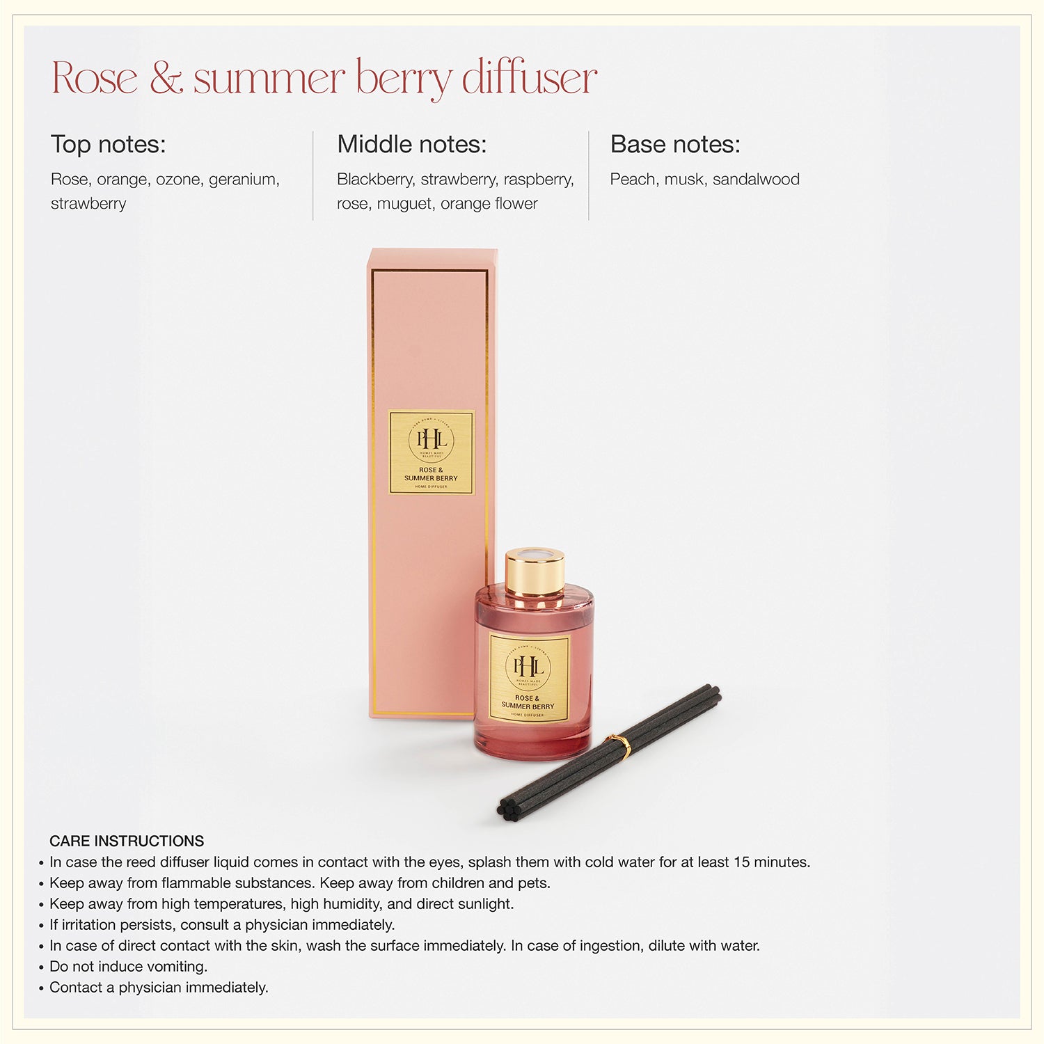 Pink Summer & Rose Berry Glass Reed Diffuser