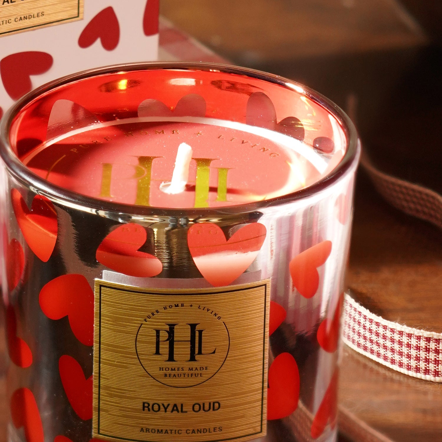 Silver Heart Print Wax Filled Votive