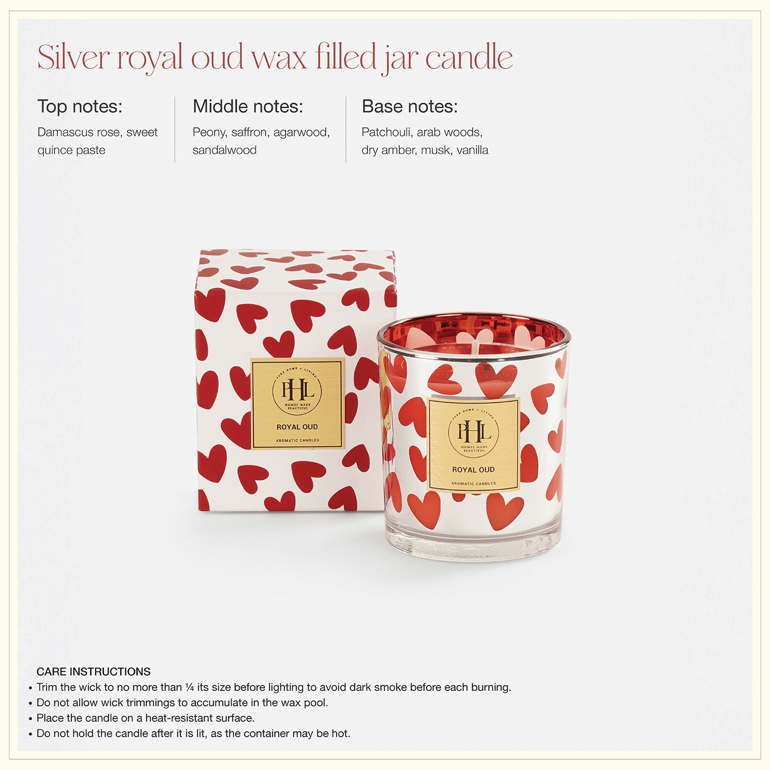 Silver Heart Print Wax Filled Votive