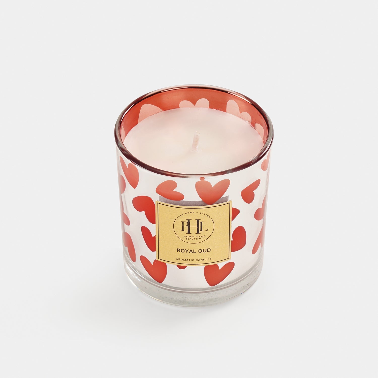 Silver Heart Print Wax Filled Votive