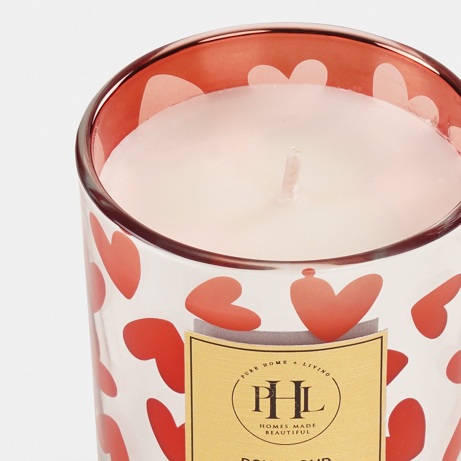 Silver Heart Print Wax Filled Votive