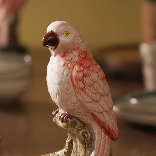 Pink Sitting Glass Parrot