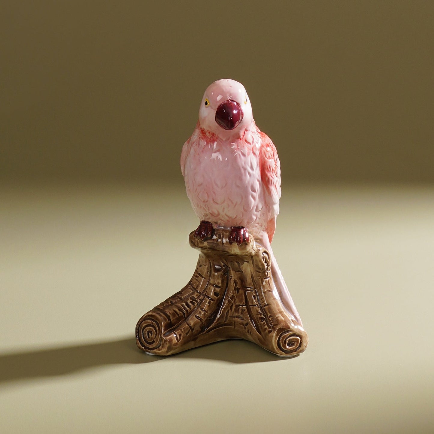Pink Sitting Glass Parrot