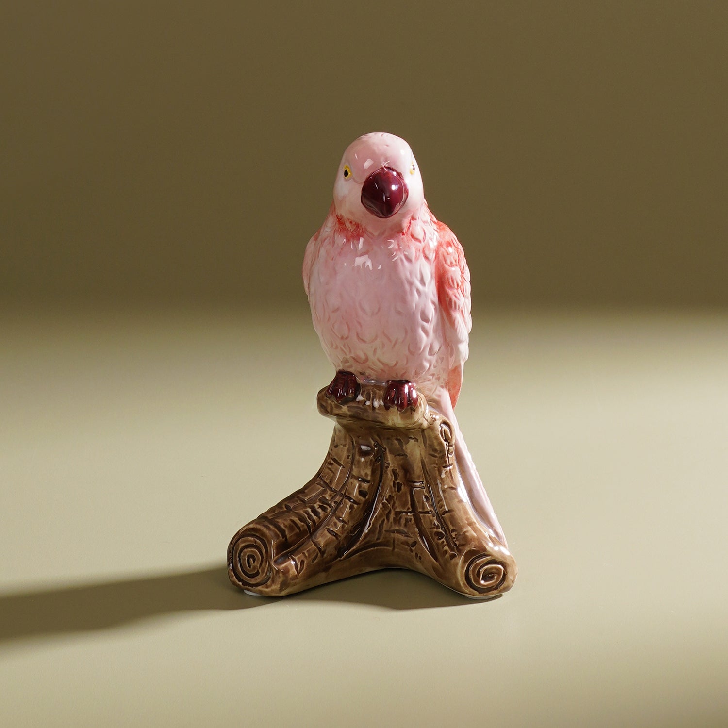 Pink Sitting Glass Parrot