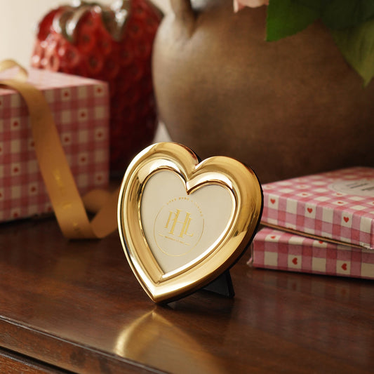 Gold Heart Shaped Photo Frame