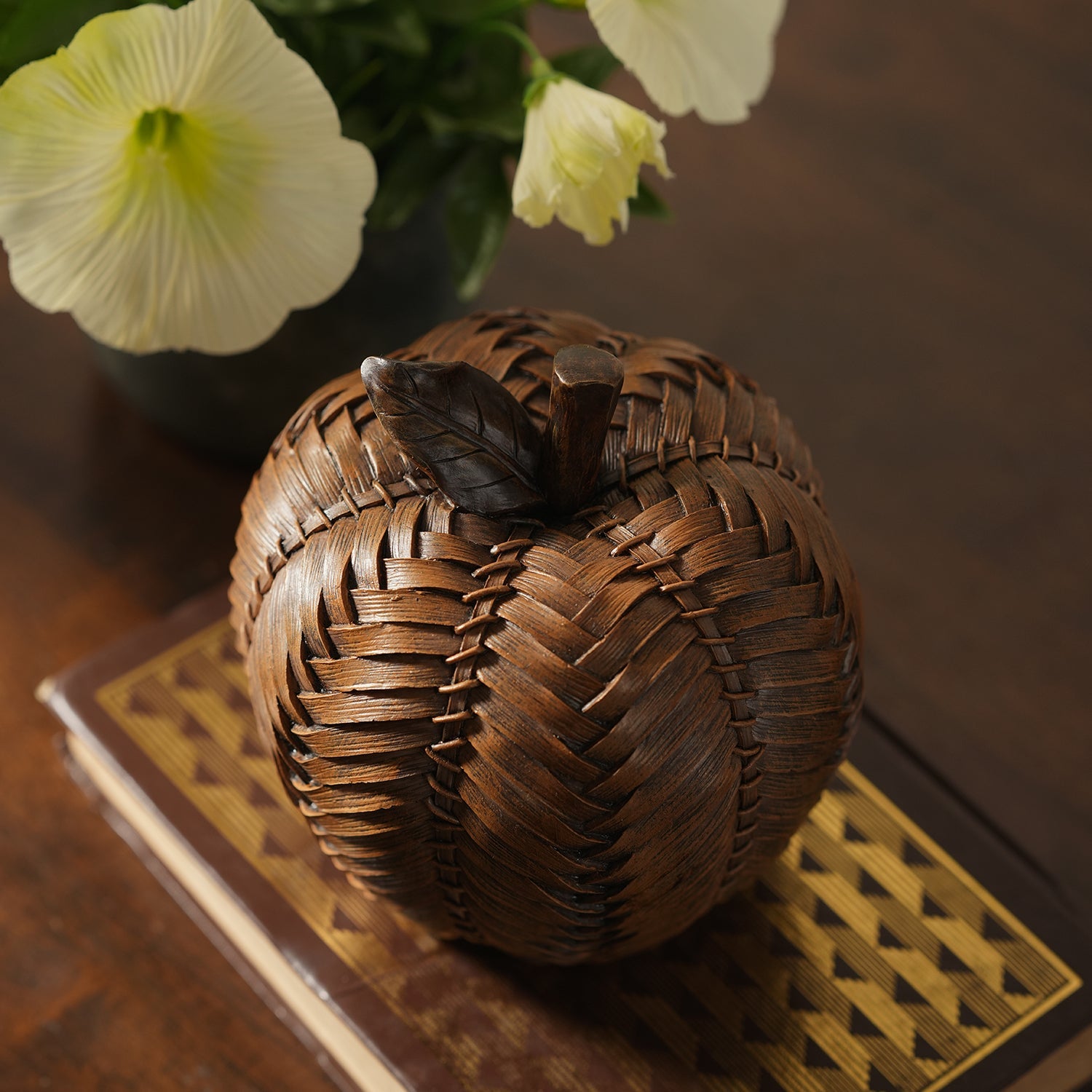 Brown Polyresin Woven Apple