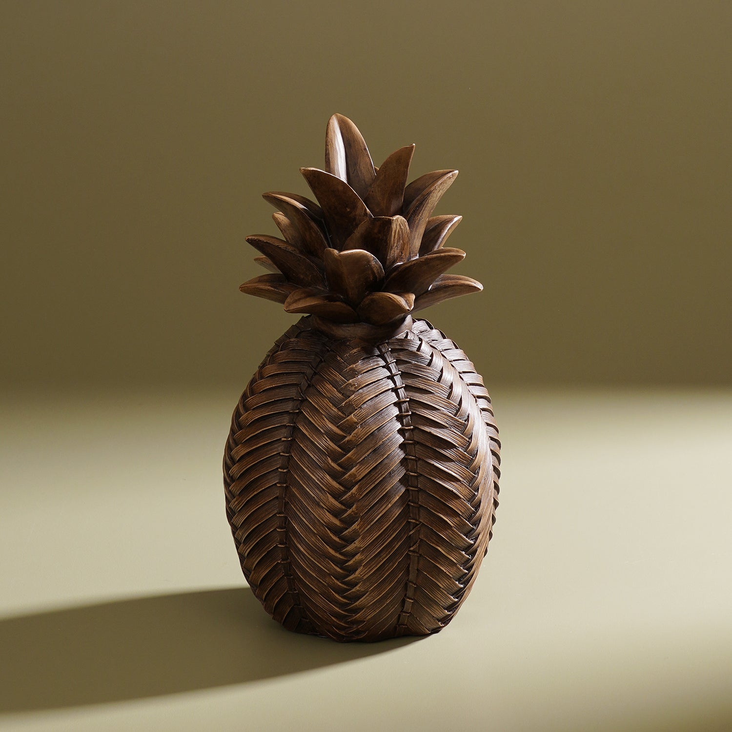 Brown Polyresin Woven Pineapple