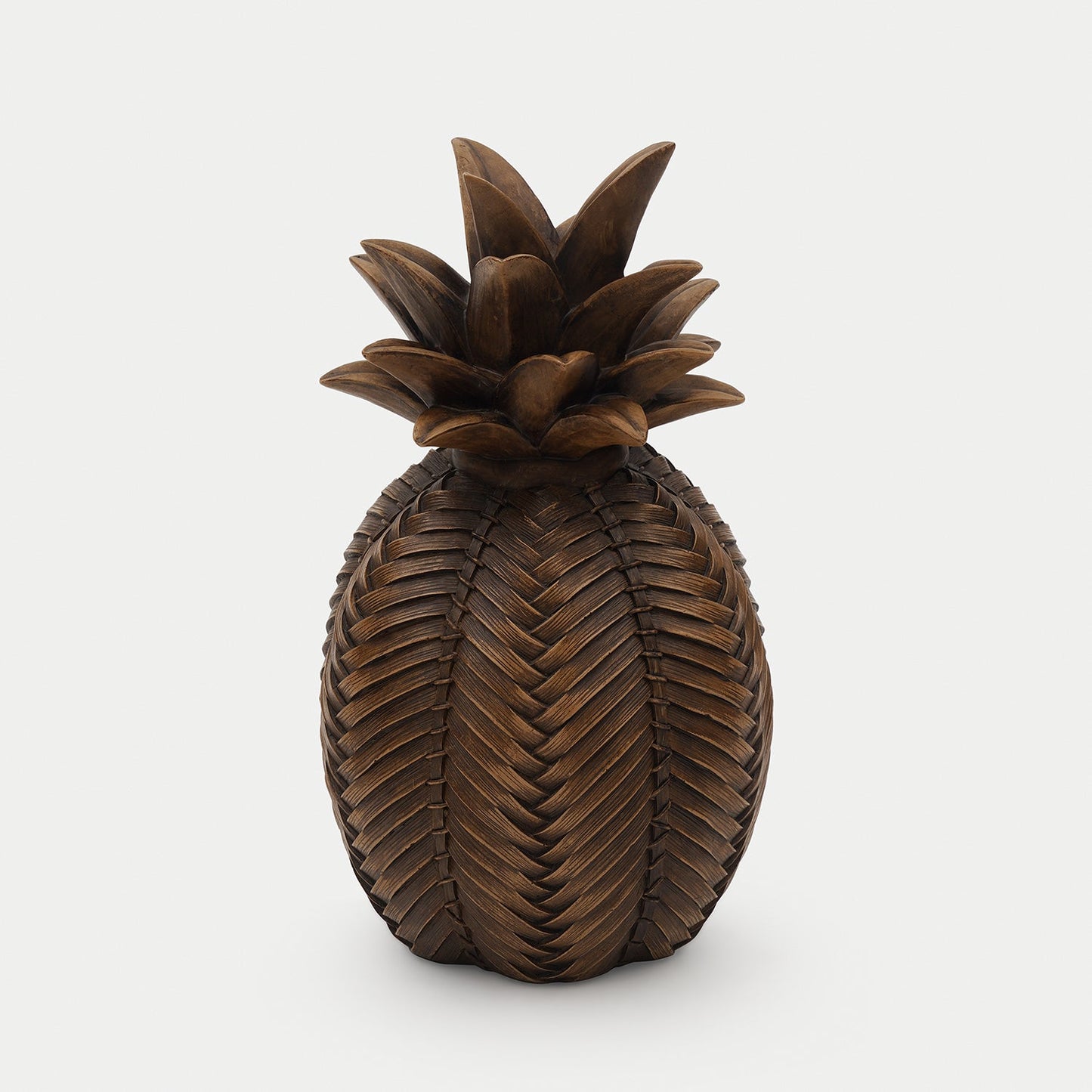 Brown Polyresin Woven Pineapple
