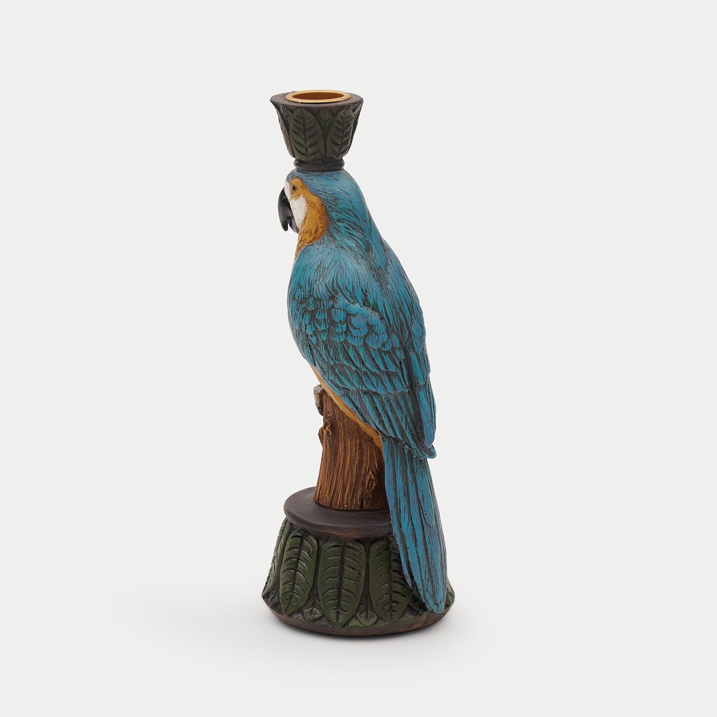 Blue Yellow Polyresin Macaw Candleholder