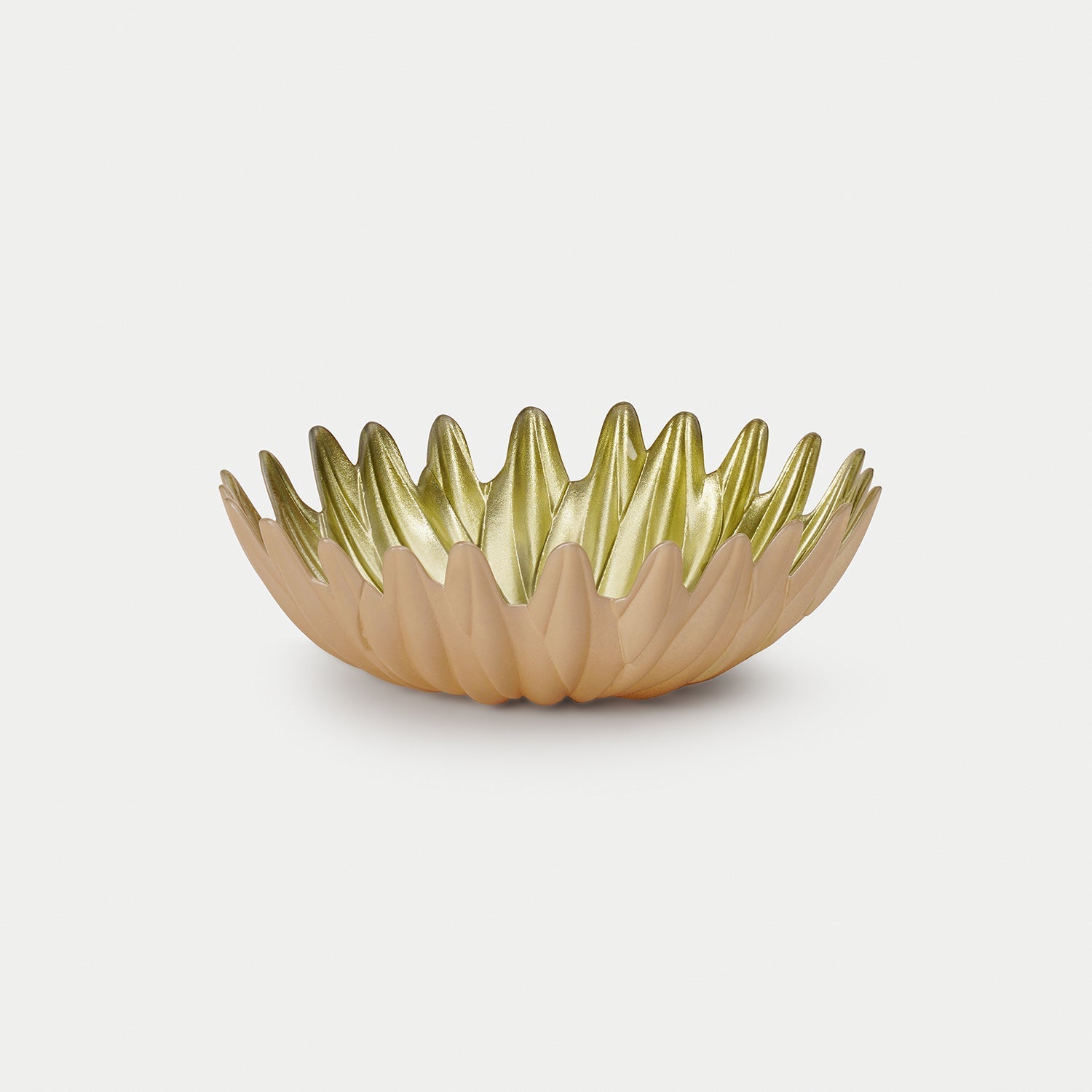 Green Flower Shaped Glass Serving Bowl