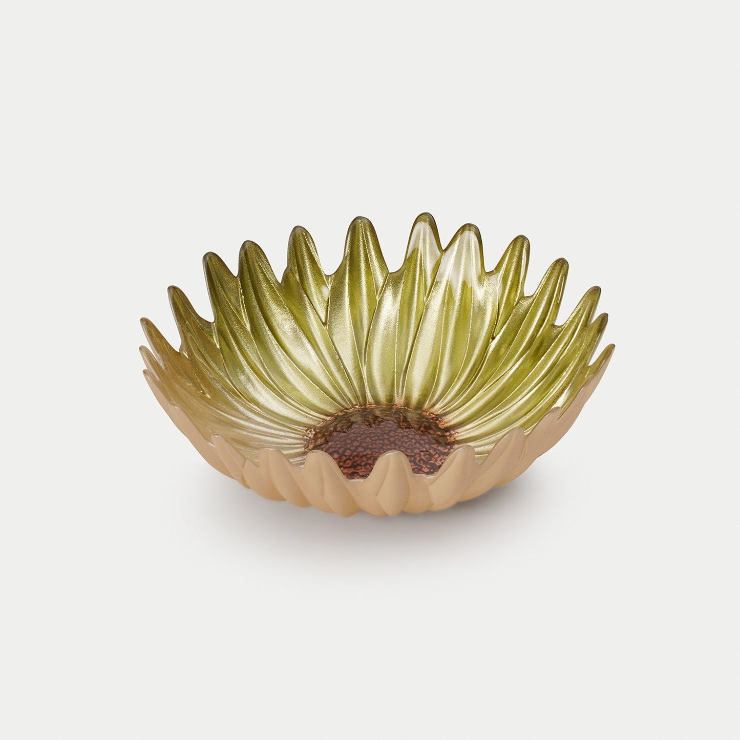Green Flower Shaped Glass Serving Bowl