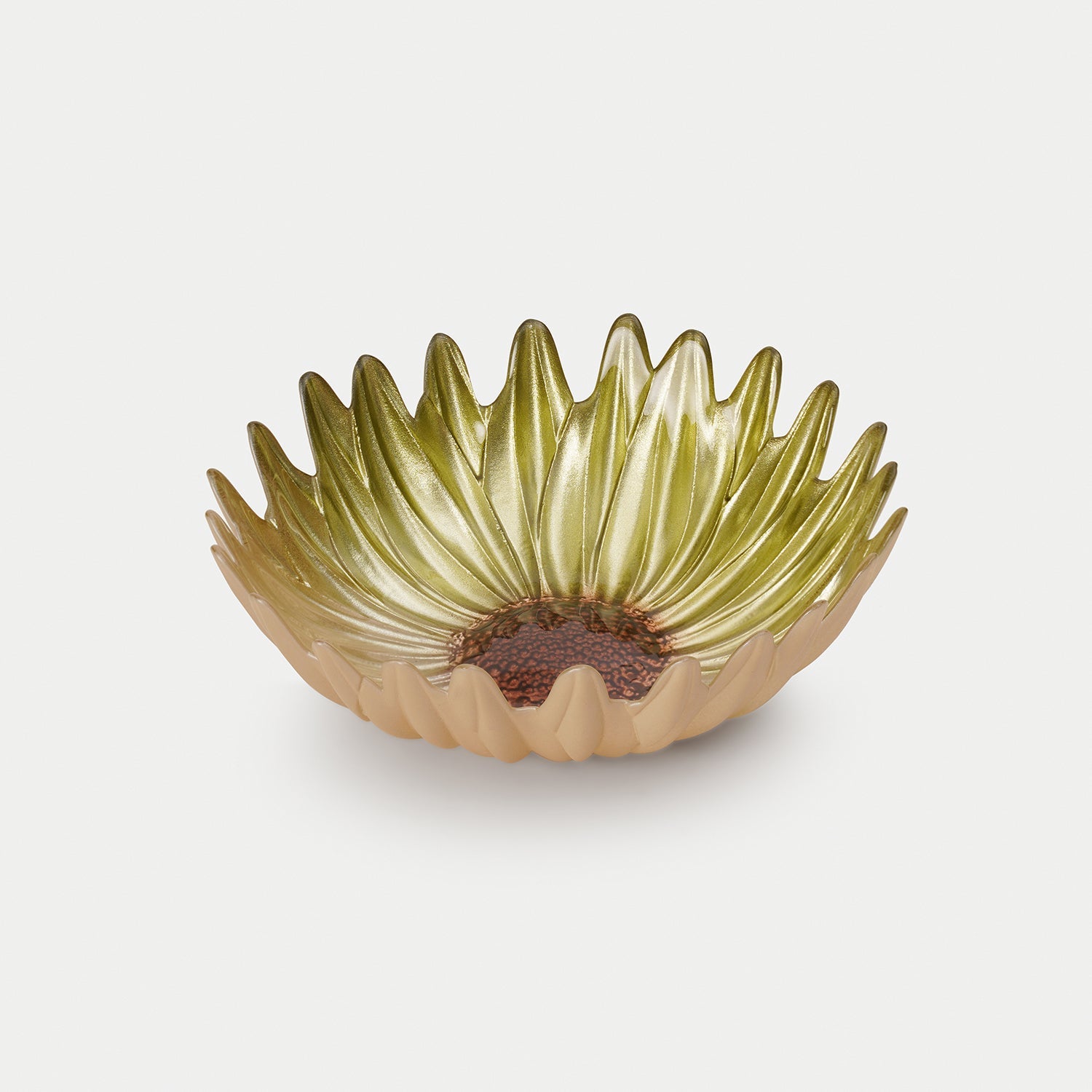 Green Flower Shaped Glass Serving Bowl
