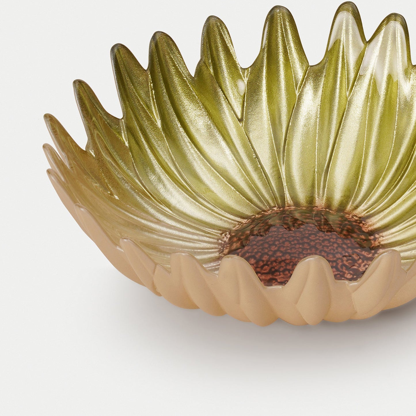 Green Flower Shaped Glass Serving Bowl