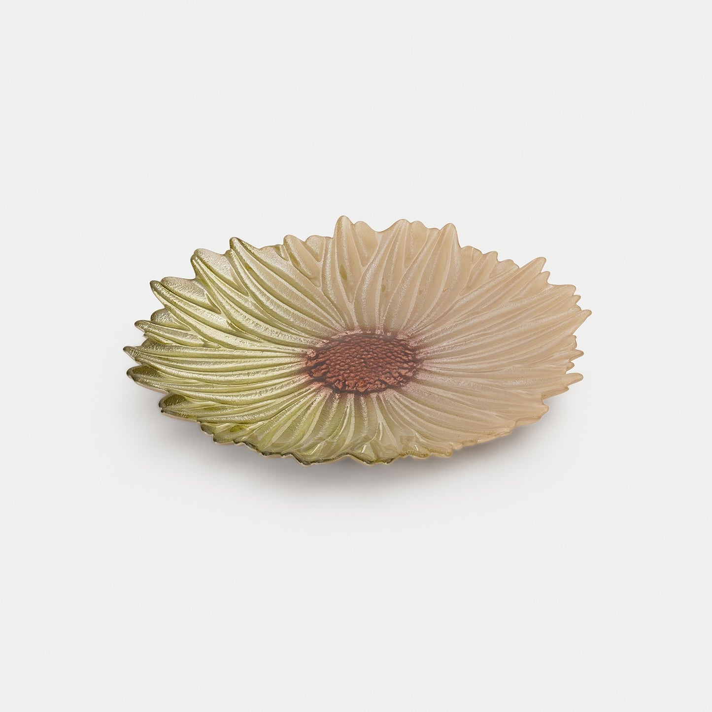 Green Flower Shaped Glass Dessert Plate